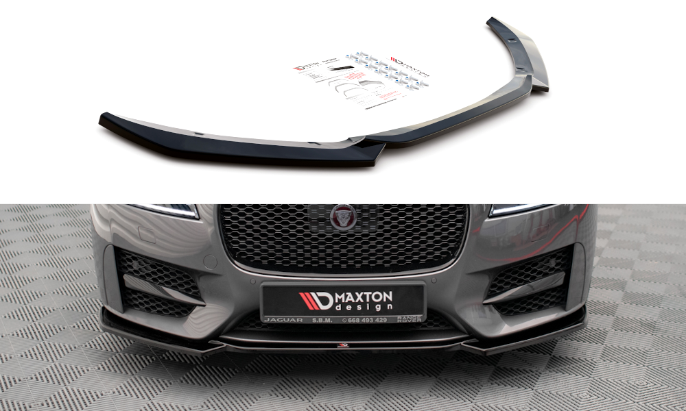 Street+ Spoilerlippe Front Ansatz V.1 passend für Jaguar XF R-Sport Mk2 schwarz Hochglanz