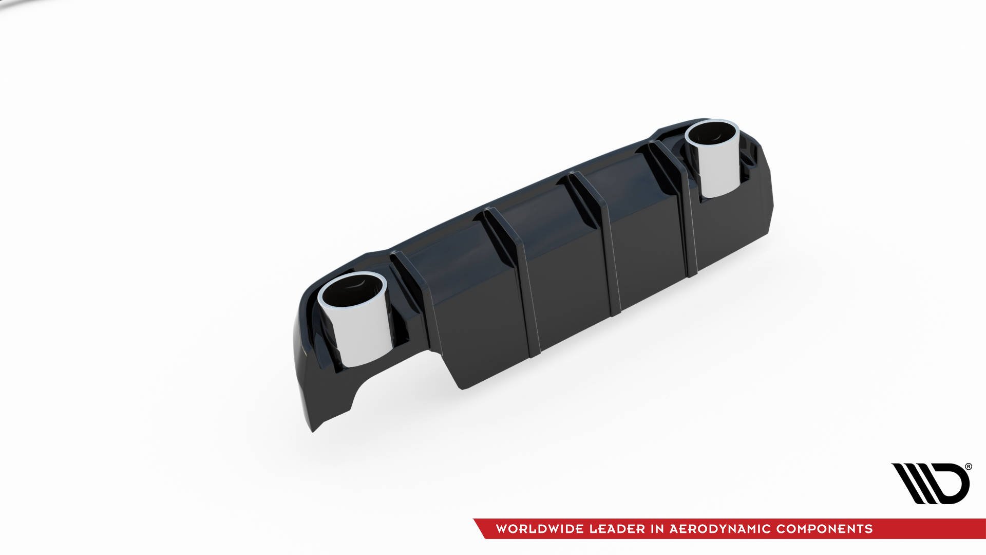 Street+ Heck Ansatz Diffusor + Endrohre chrom passend für Peugeot 308 SW Mk2 FL schwarz Hochglanz