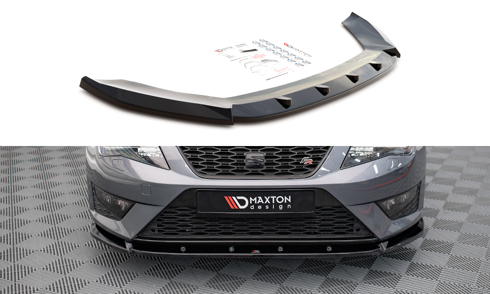 Street+ Spoilerlippe Front Ansatz V.1 passend für Seat Leon FR / CUPRA Mk3 schwarz Hochglanz