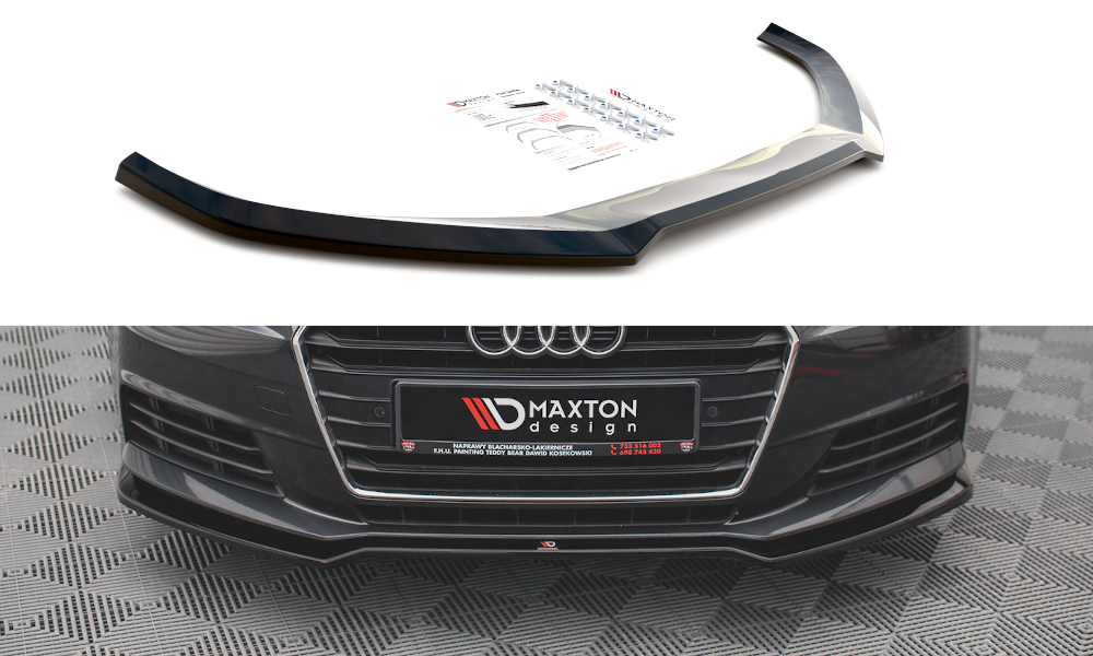 Street+ Spoilerlippe Front Ansatz V.2 passend für Audi A4 B9 schwarz Hochglanz