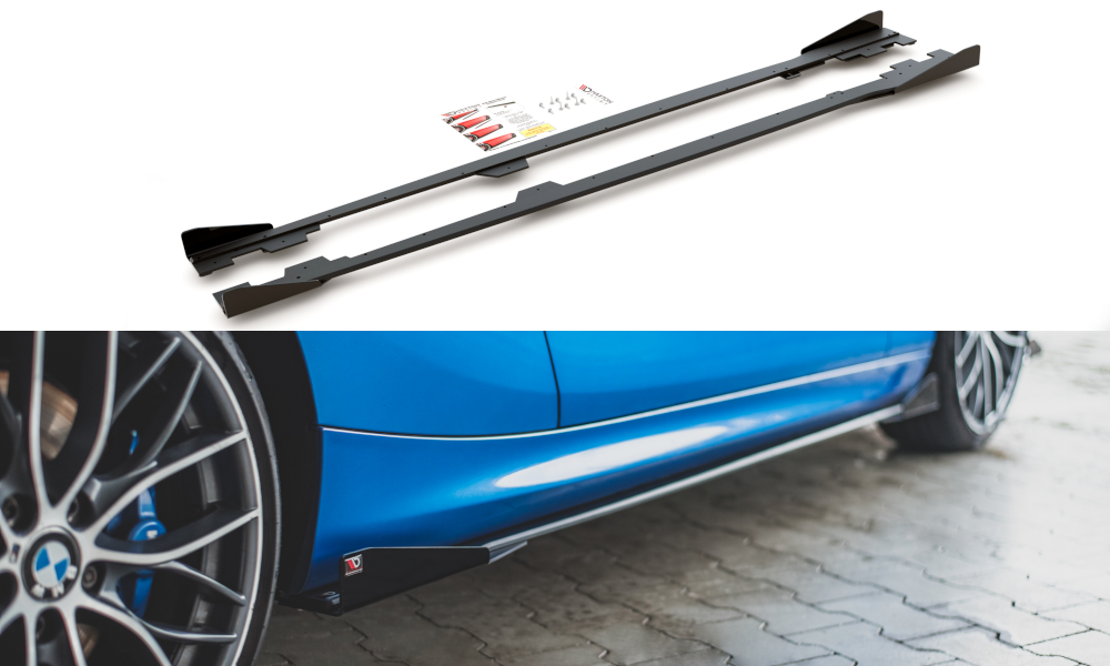 Street Pro Seitenschweller Leisten passend für BMW M135i F20 rot+ Hochglanz Flaps