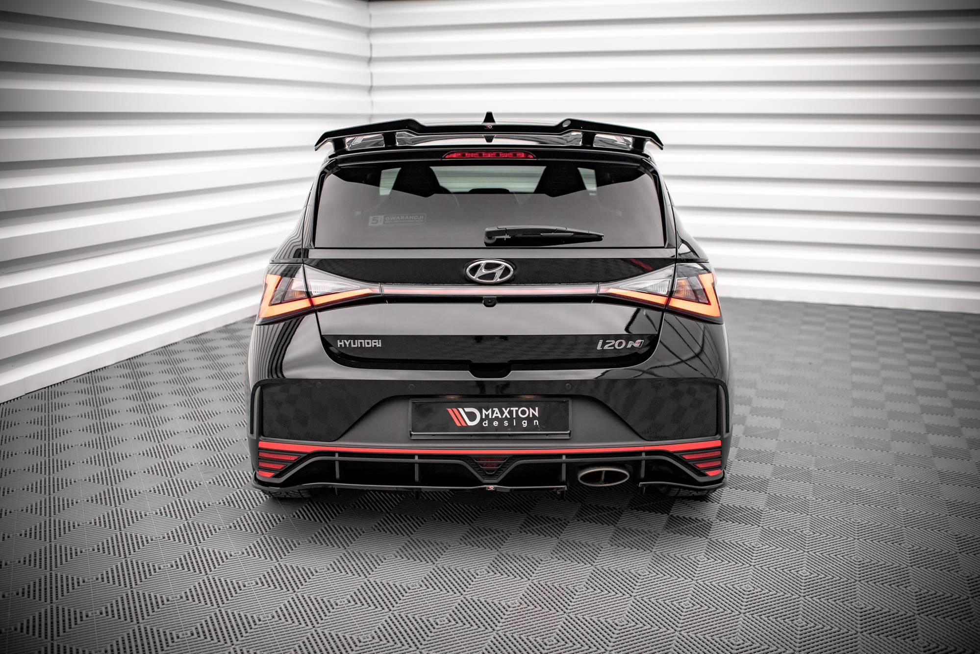 Street+ Mittlerer Diffusor RACE Heck Ansatz passend für Hyundai I20 N Mk3 schwarz Hochglanz