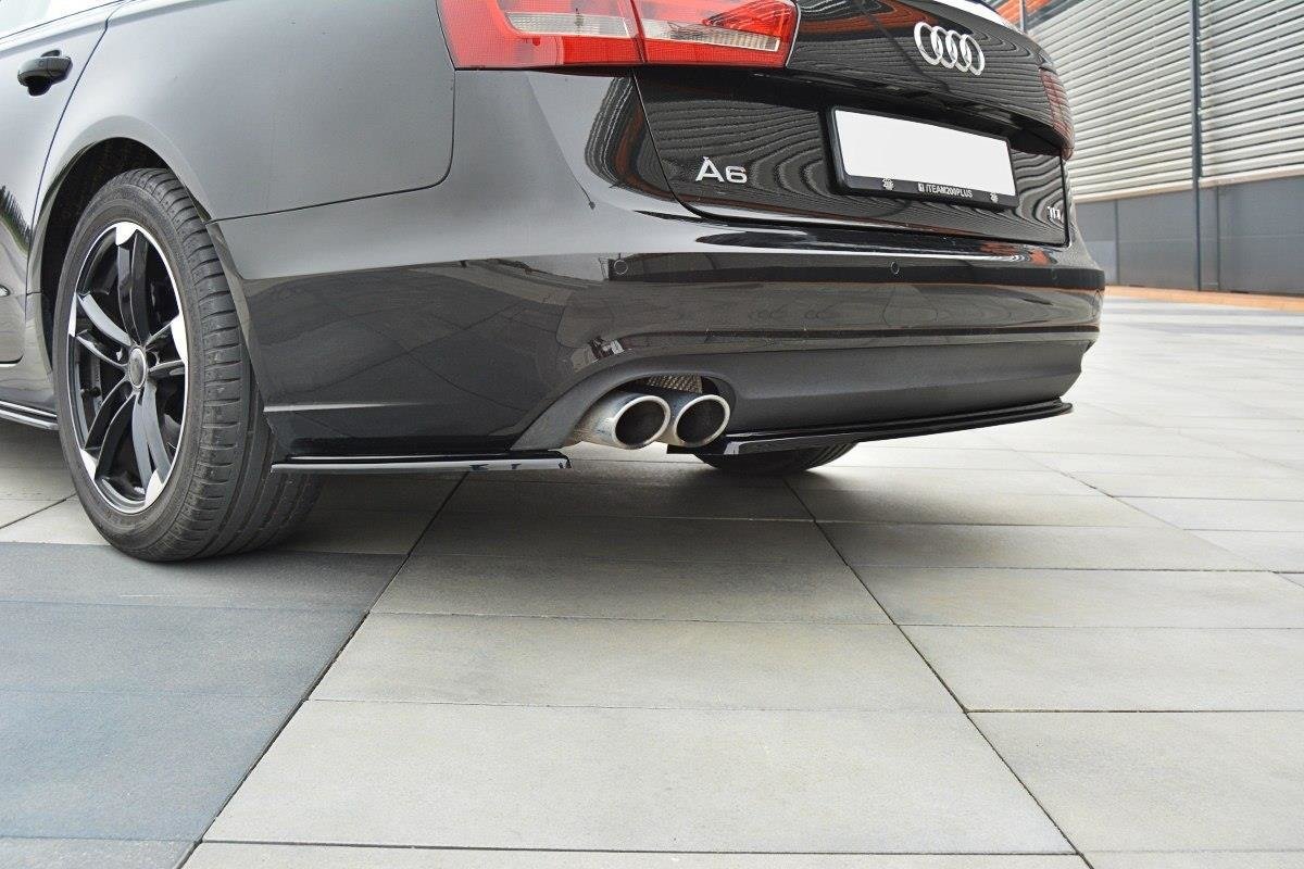 Heck Ansatz Flaps Diffusor für Audi A6 C7 schwarz matt