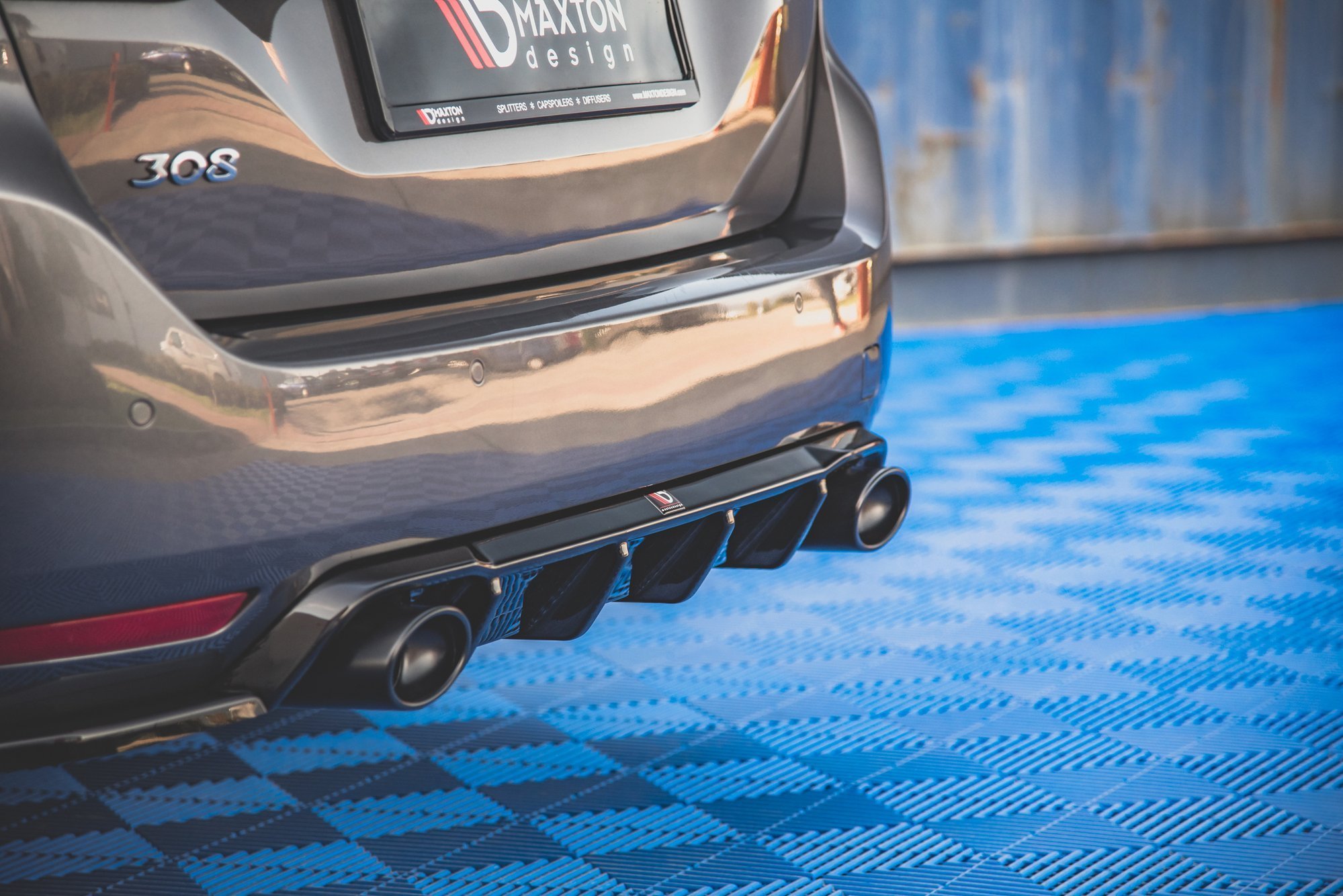 Street+ Heck Ansatz Diffusor + Endrohre passend für Peugeot 308 SW Mk2