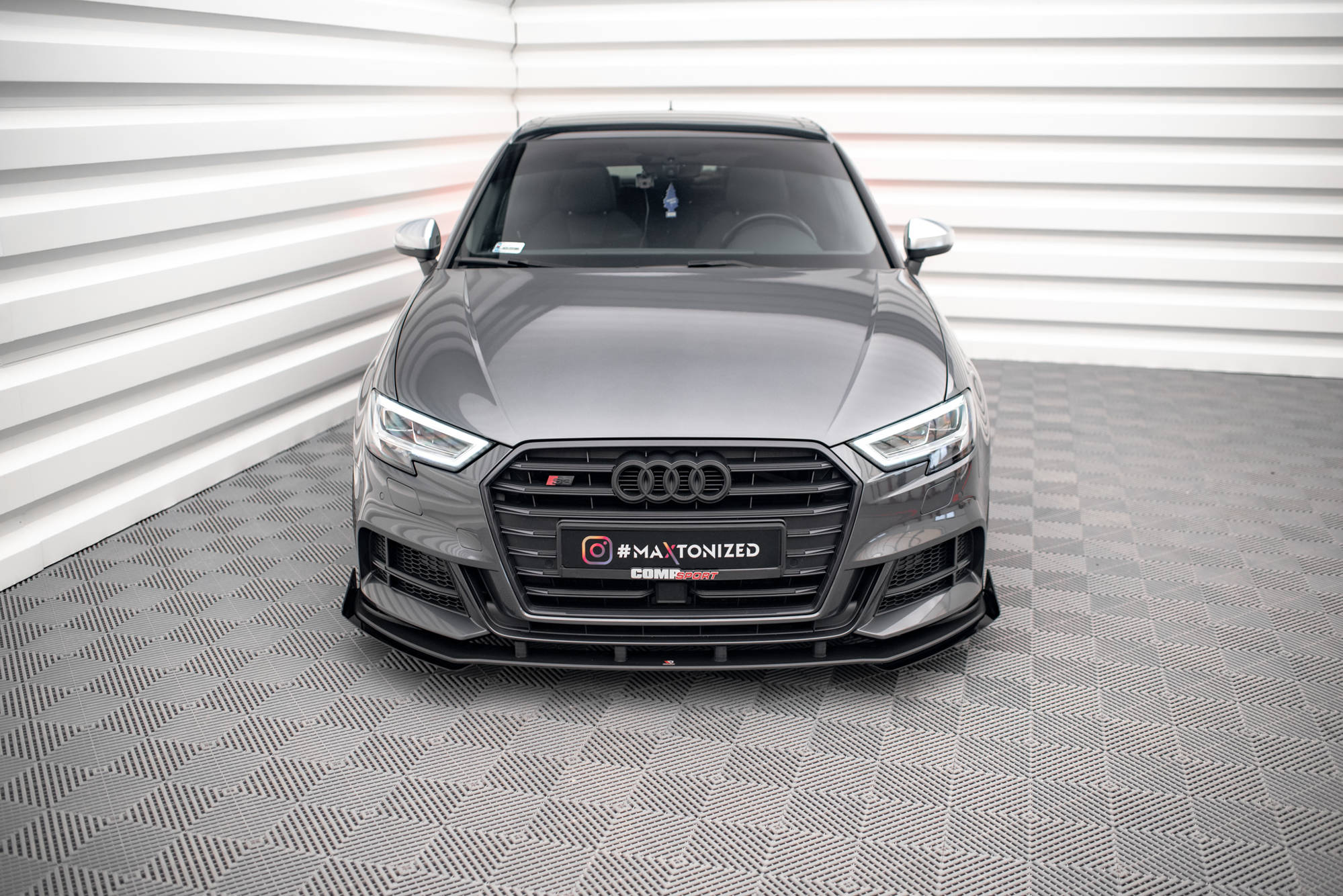 Street Pro Spoilerlippe Front Ansatz passend für Audi S3 Sportback 8V FL rot+ Hochglanz Flaps