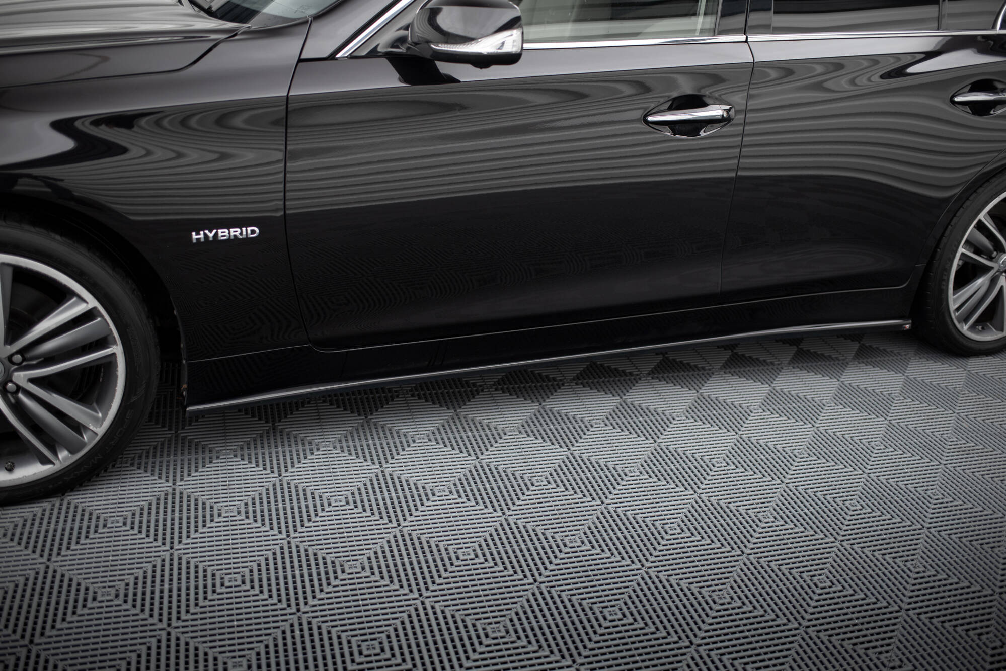 Seitenschweller Ansatz Paar V.2 passend für Infiniti Q50 S Mk1 schwarz Hochglanz