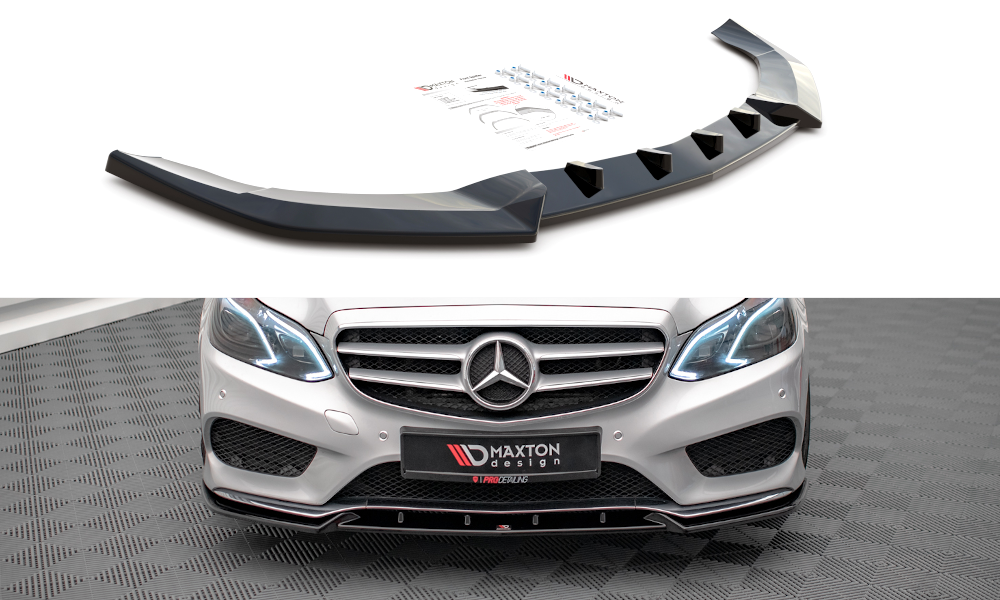 Street+ Spoilerlippe Front Ansatz V.2 passend für Mercedes E AMG-Line Limousine W212 FL schwarz Hochglanz