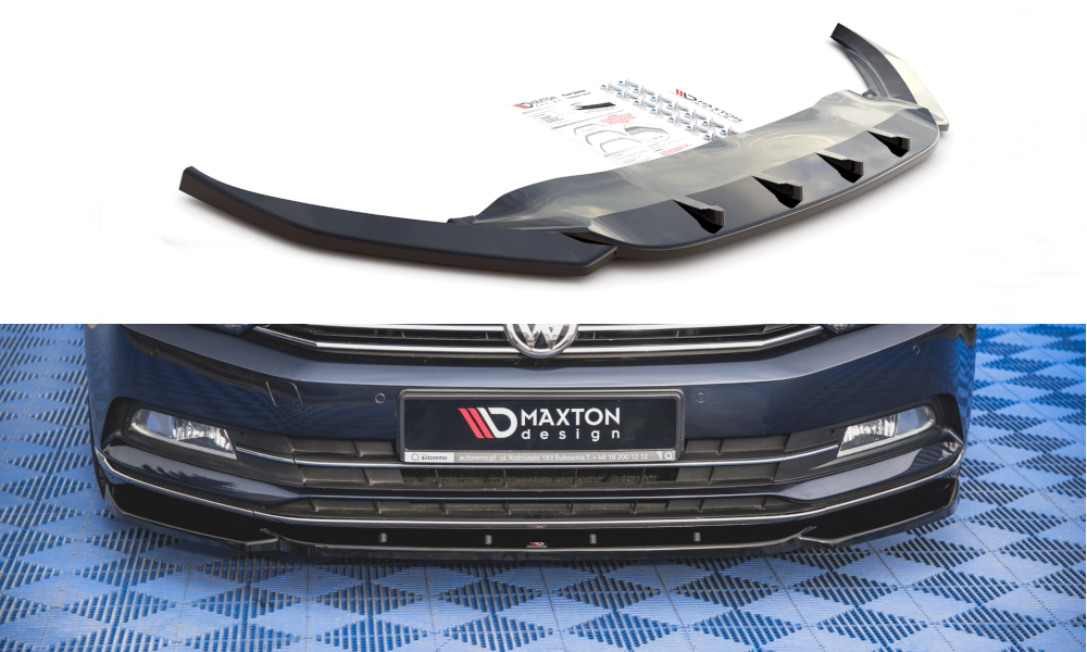 Street+ Spoilerlippe Front Ansatz V.1 passend für VW Passat B8 schwarz Hochglanz