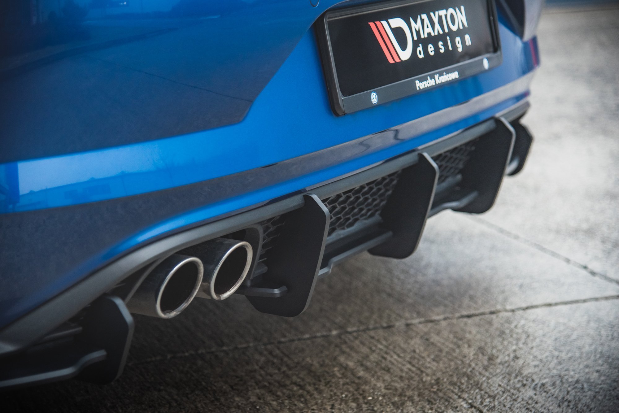 Street Pro Heck Ansatz Diffusor passend für VW Polo GTI Mk6 schwarz-rot