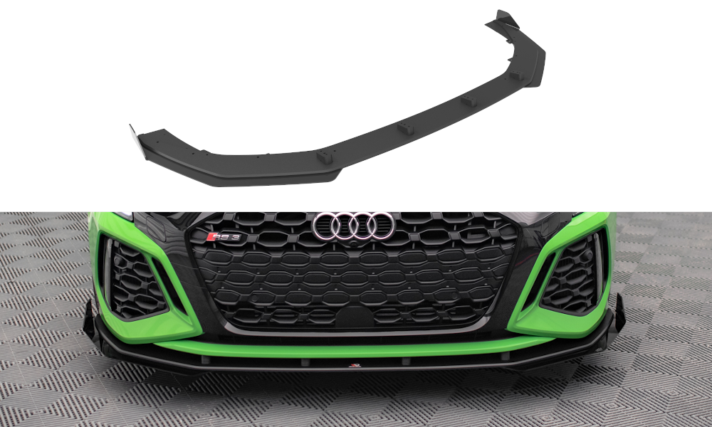 Street Pro Spoilerlippe Front Ansatz passend für Audi RS3 Sportback + Limo 8Y rot+ Hochglanz Flaps