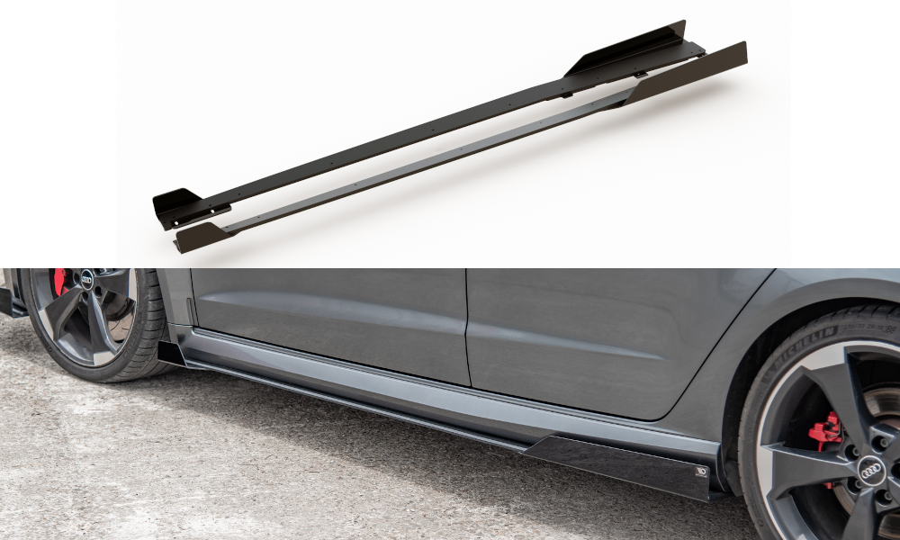 Street Pro Seitenschweller Ansatz + Flaps für Audi RS3 8V Sportback schwarz Hochglanz
