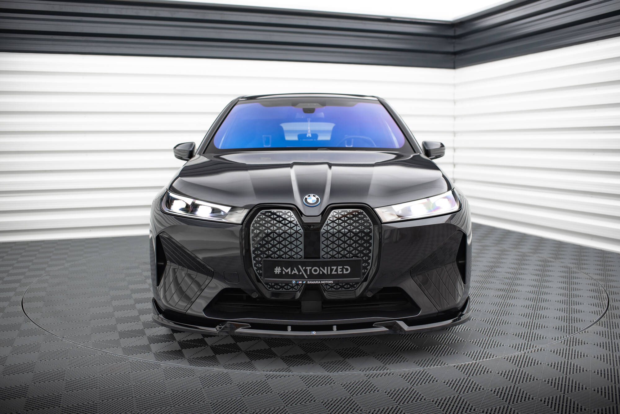 Street+ Spoilerlippe Front Ansatz V.1 passend für BMW iX M-Paket i20 schwarz Hochglanz