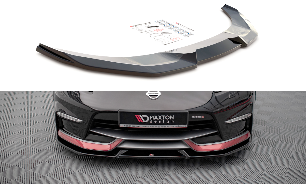 Street+ Spoilerlippe Front Ansatz V.2 passend für Nissan 370Z Nismo FL schwarz Hochglanz
