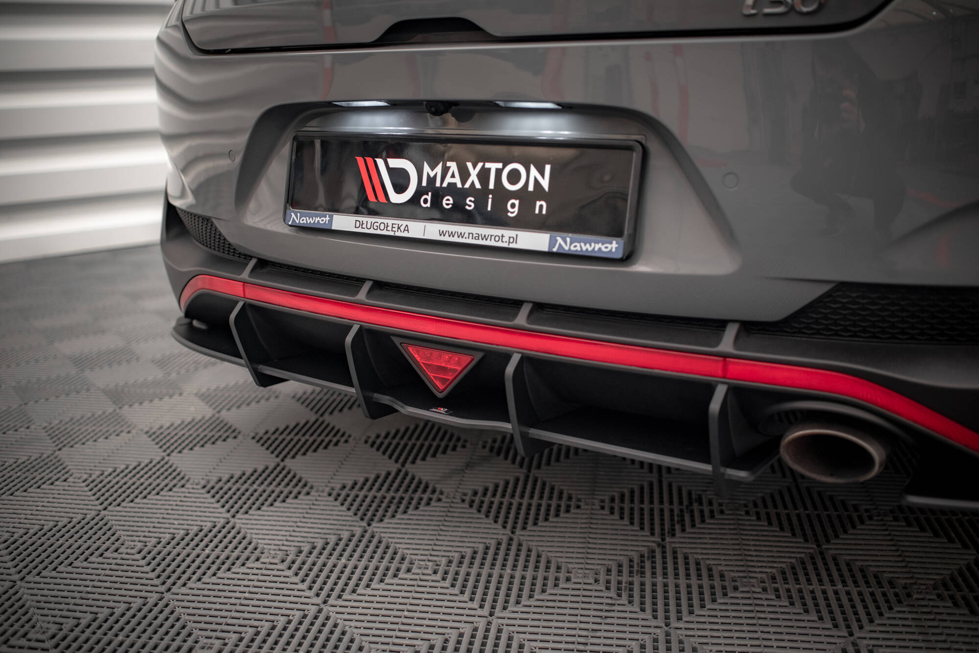 Street Pro Heckschürze Heck Ansatz Diffusor passend für Hyundai I30 Fastback N-Line Mk3 FL rot+ Hochglanz Flaps