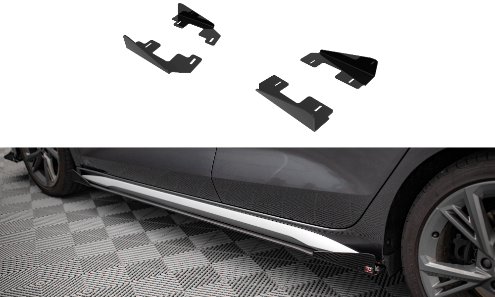 Seitenschweller Flaps passend für Audi S3 / A3 S-Line 8Y / 8Y FL schwarz Hochglanz