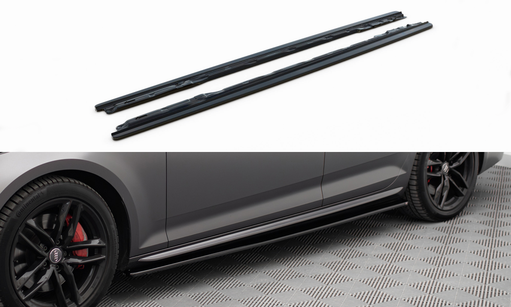 Seitenschweller Ansatz für Audi S4 / A4 S-Line / A4 Competiton B9 schwarz Hochglanz