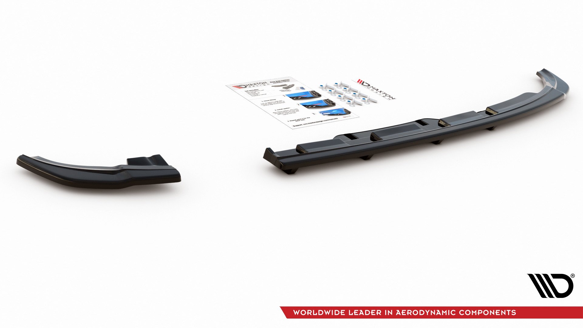 Mittlerer Cup Diffusor DTM Look Heck Ansatz für VW Polo GTI / R-line Mk6 schwarz Hochglanz
