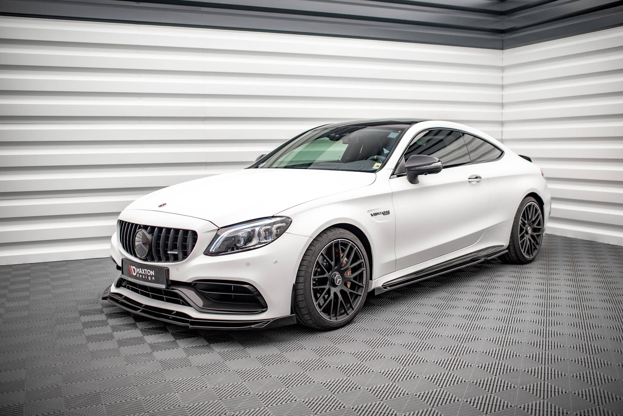 Street+ Seitenschweller Leisten V.2 passend für Mercedes-AMG C 63 AMG Coupe C205 FL schwarz Hochglanz