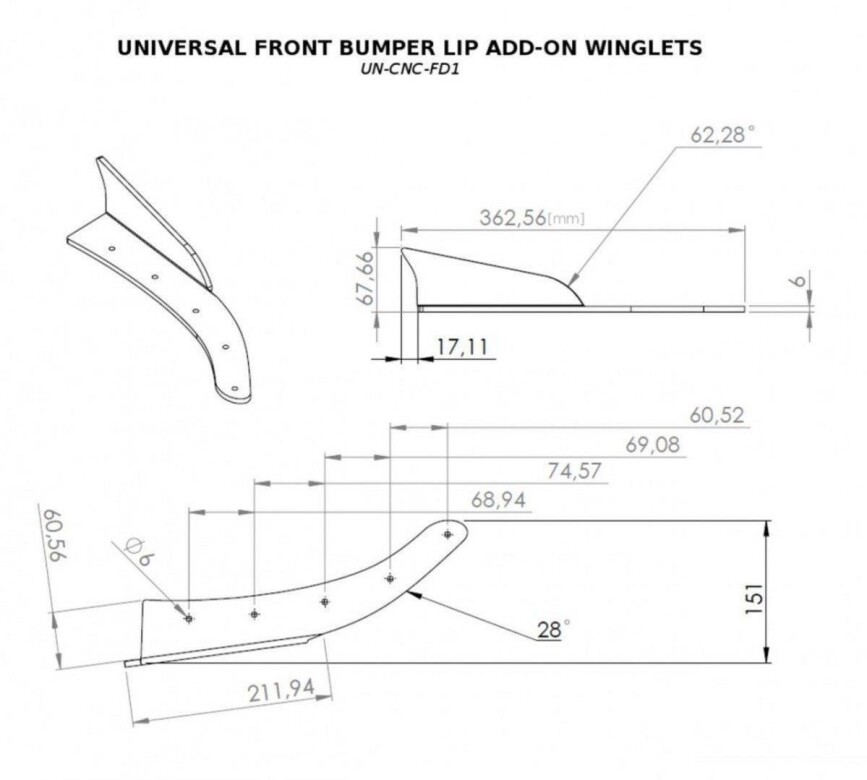 UNIVERSAL Frontansatz WINGLETS schwarz matt