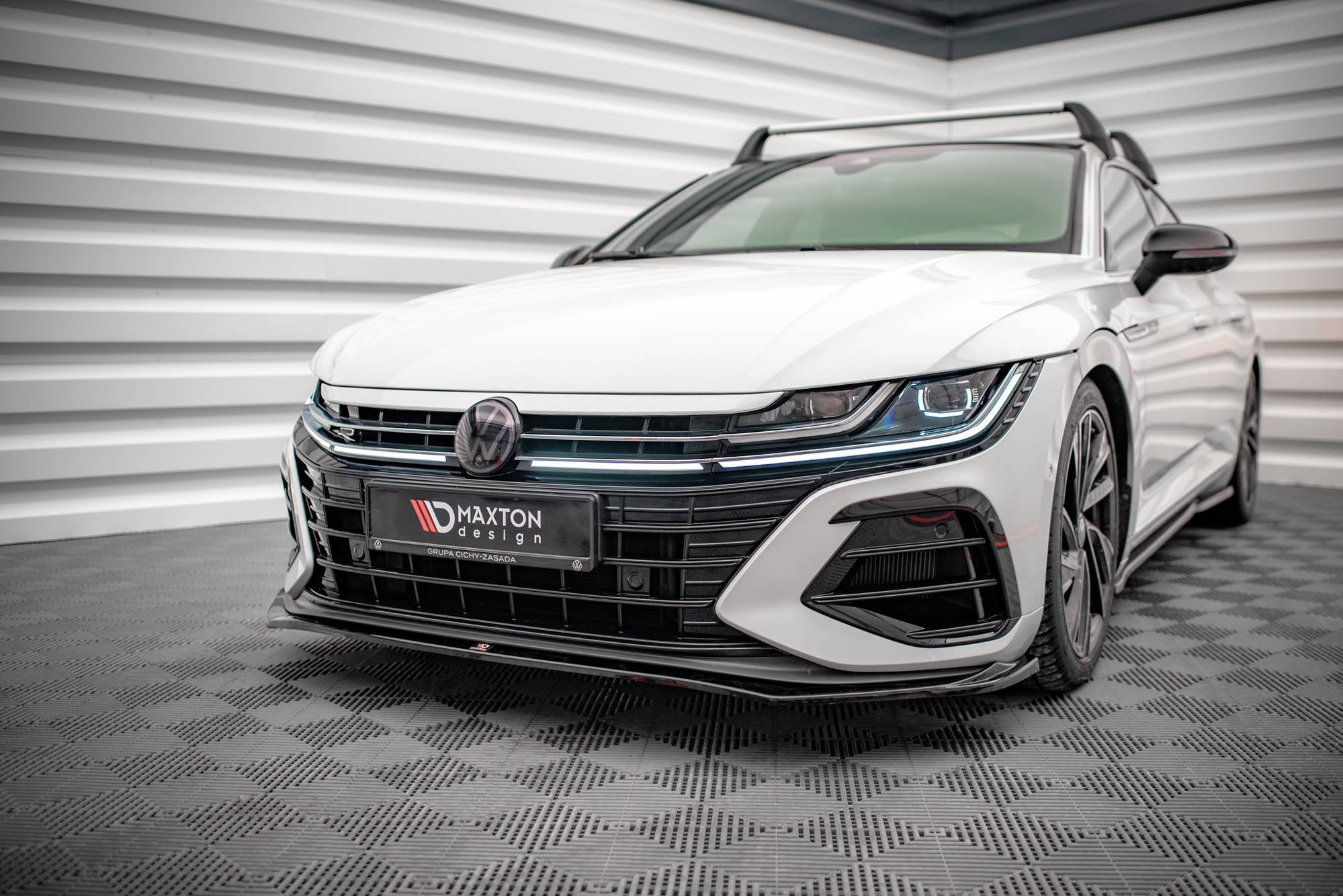 Street+ Spoilerlippe Front Ansatz V.3 passend für VW Arteon R Limousine / Shooting Brake Mk1 FL schwarz Hochglanz