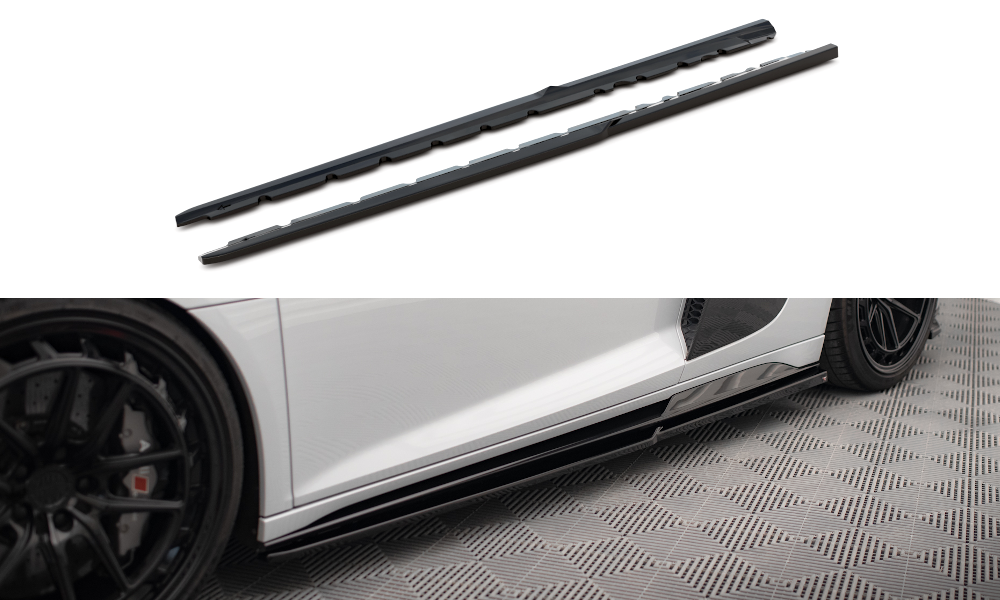 Street+ Seitenschweller Leisten V.2 passend für Audi R8 Mk2 FL schwarz Hochglanz