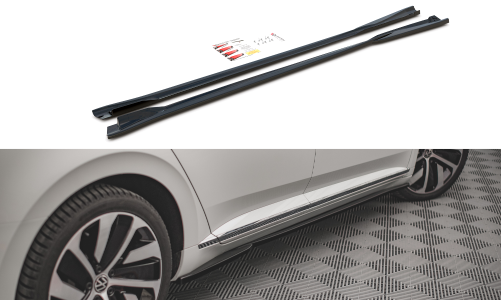 Street+ Seitenschweller Leisten passend für VW Arteon R/ R-Line Limousine / Shooting Brake Mk1 FL schwarz Hochglanz