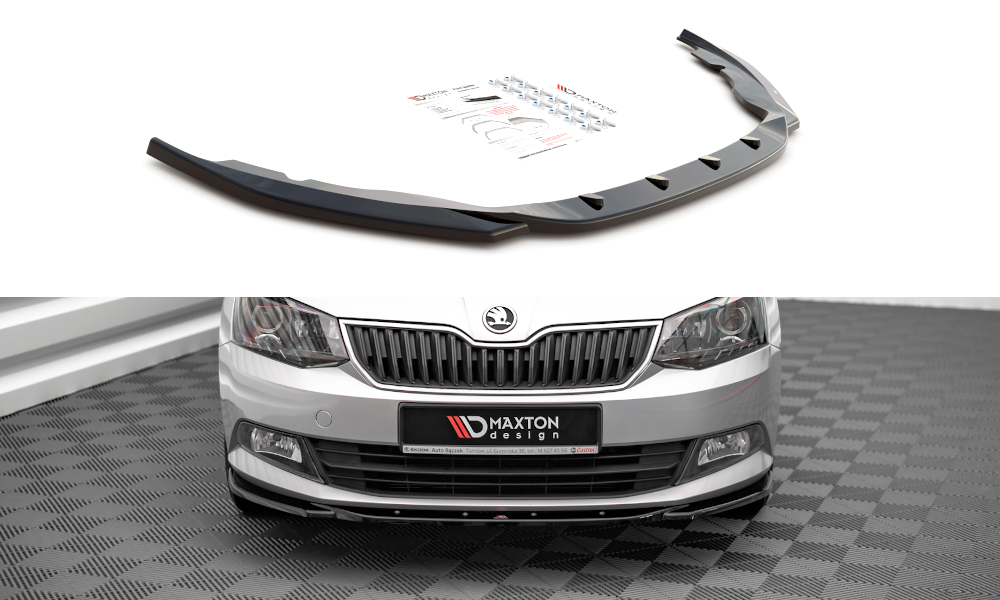 Street+ Spoilerlippe Front Ansatz V.2 passend für Skoda Fabia Mk3 schwarz Hochglanz