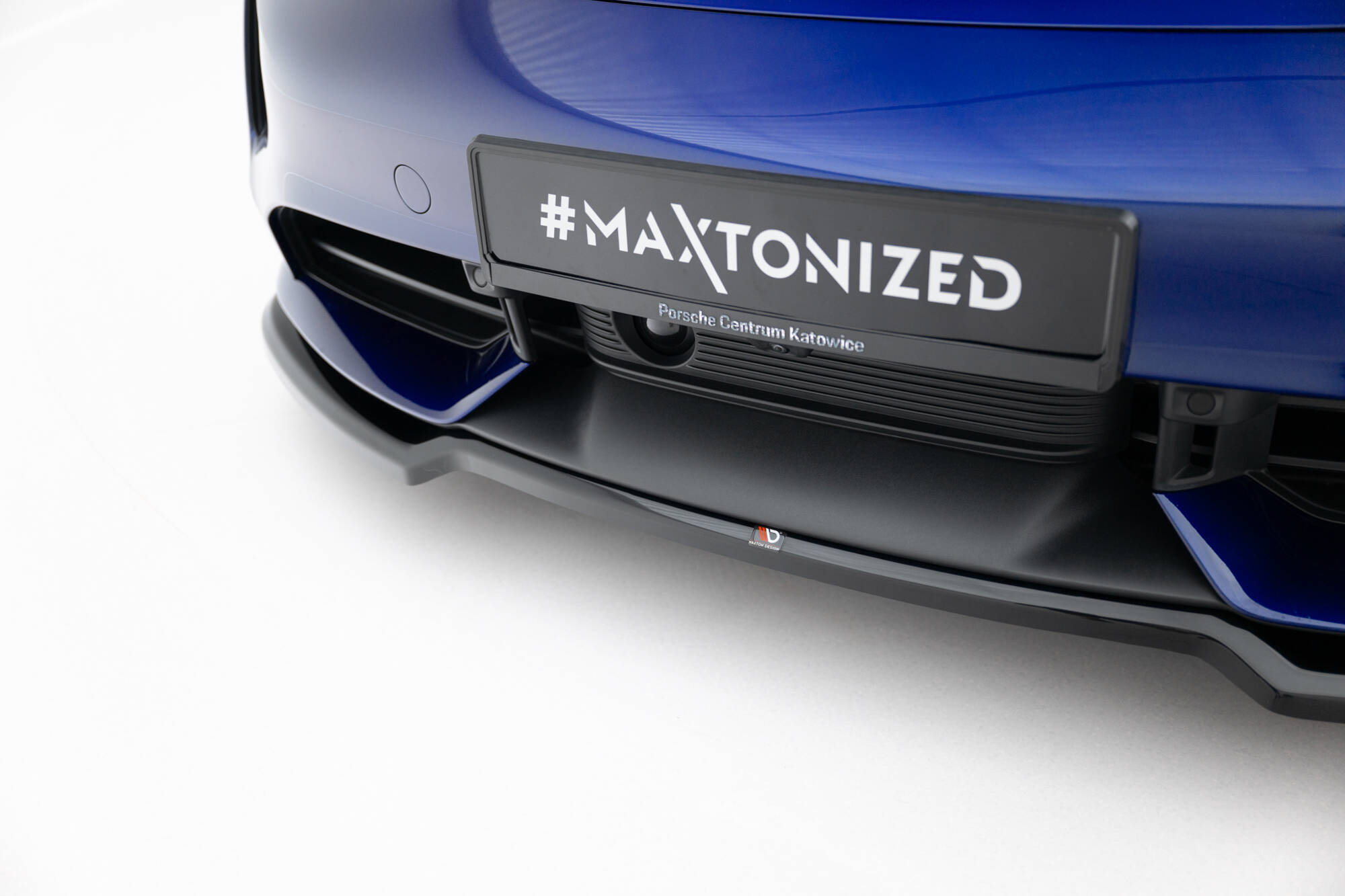 Street+ Spoilerlippe Front Ansatz passend für Porsche Taycan Turbo S Mk1 schwarz Hochglanz