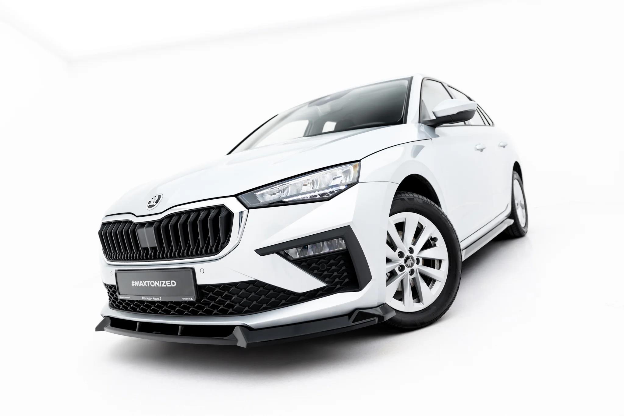 Street+ Spoilerlippe Front Ansatz passend für Skoda Scala Mk1 Facelift schwarz Hochglanz