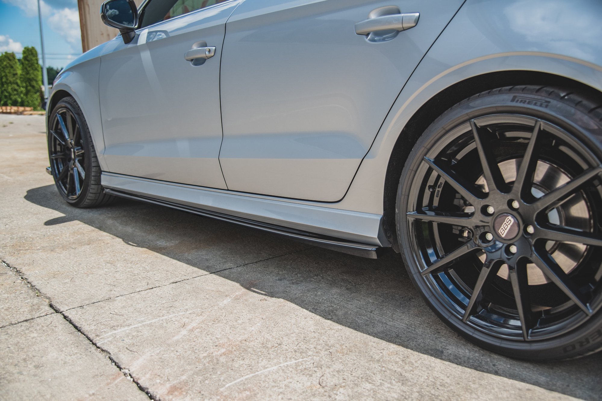 Seitenschweller Ansatz für V.2 für Audi S3 / A3 S-Line Limousine 8V Facelift schwarz matt