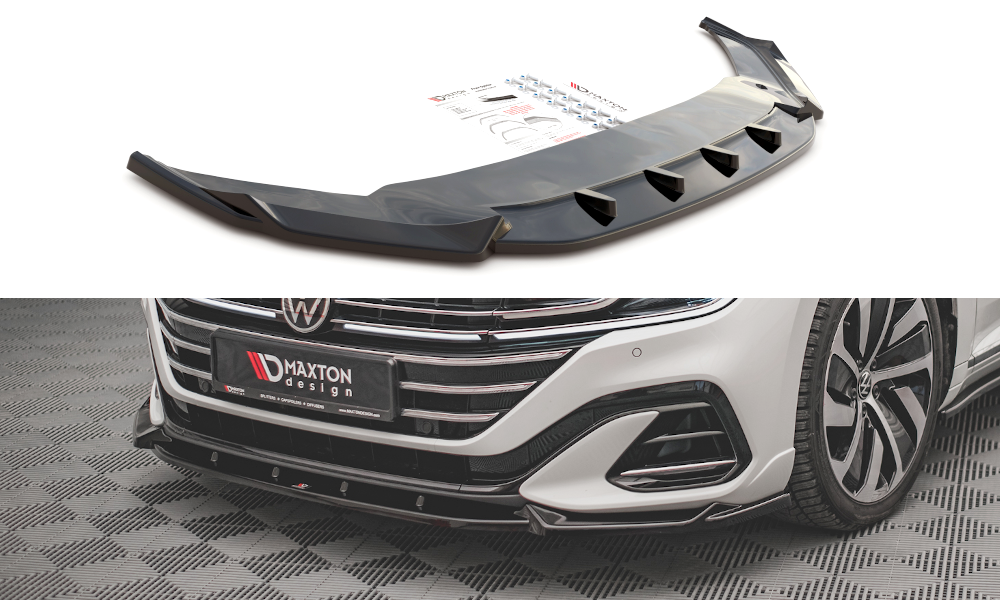 Street+ Spoilerlippe Front Ansatz V.1 passend für VW Arteon R-Line Limousine / Shooting Brake Mk1 FL schwarz Hochglanz