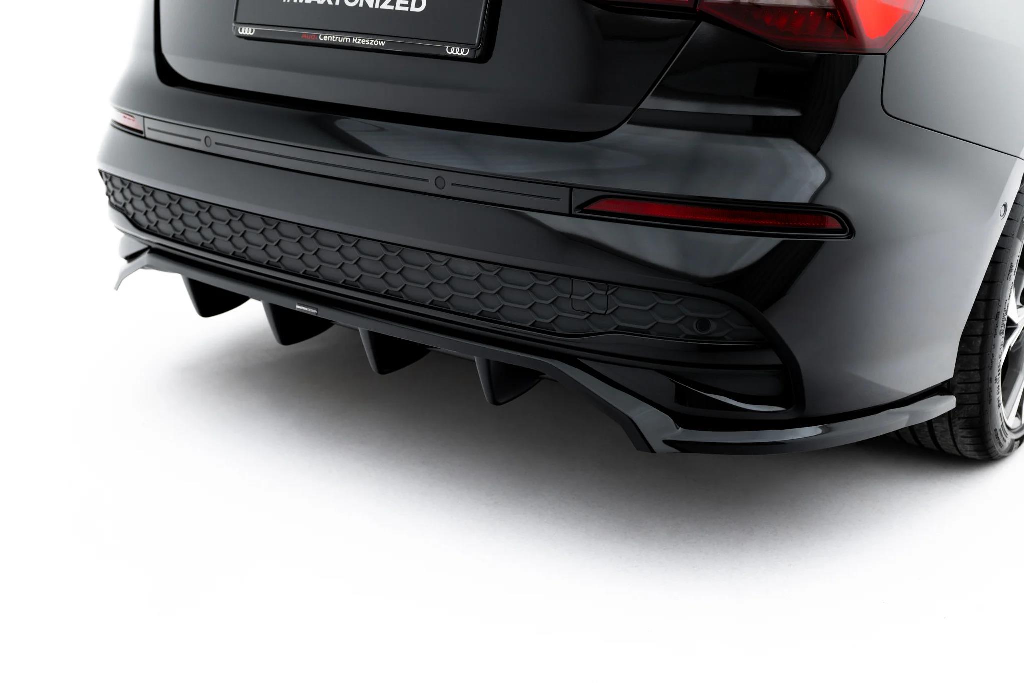 Street+ Mittlerer Diffusor RACE passend für Audi A3 Limousine 8Y Facelift schwarz Hochglanz