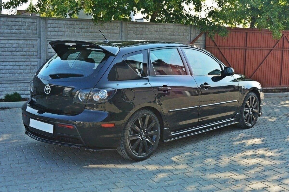 Heck Ansatz Flaps Diffusor für MAZDA 3 MPS MK1 PREFACE US-Spec Version schwarz Hochglanz