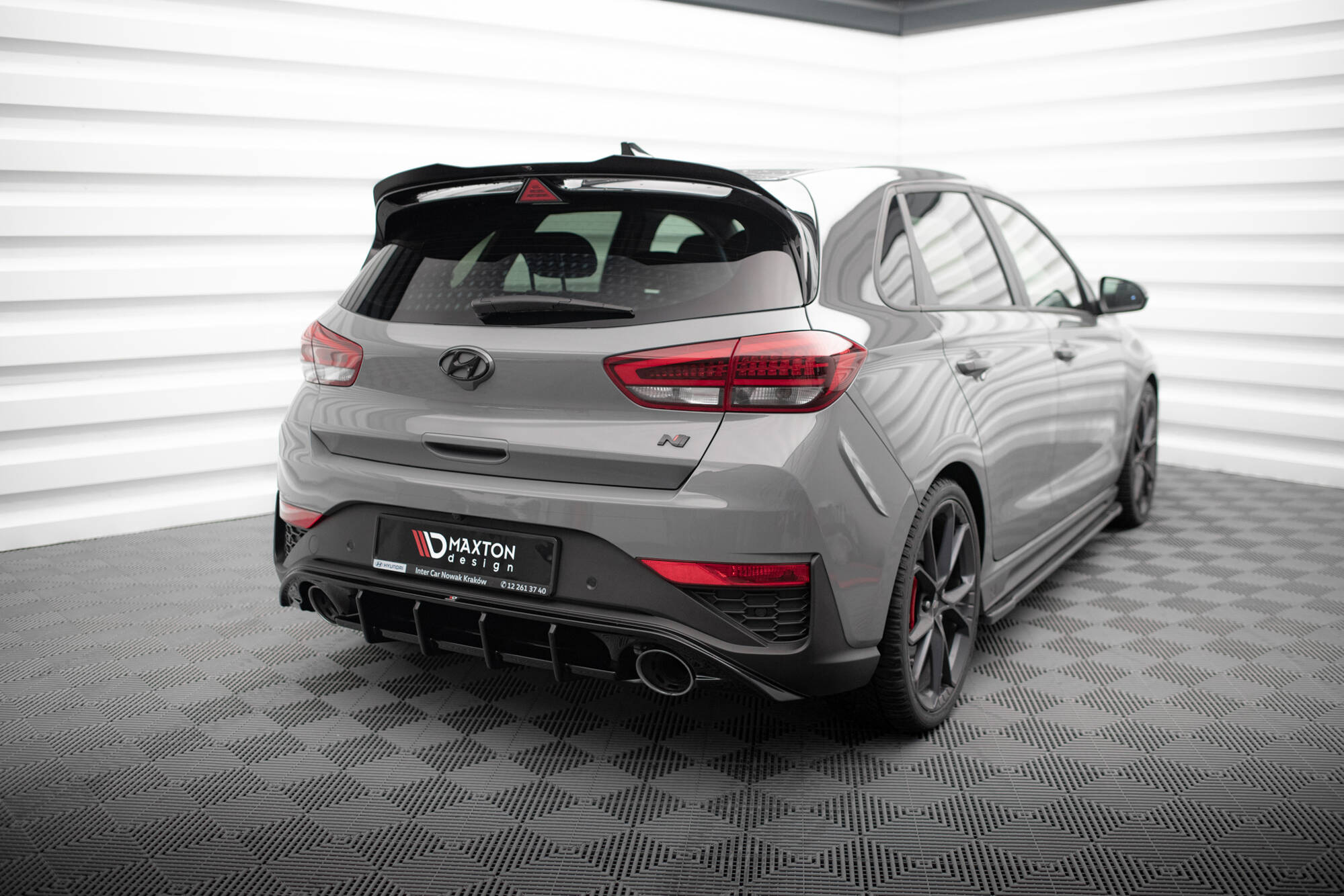 Street+ Heck Ansatz Diffusor passend für Hyundai I30 N Hatchback Mk3 FL schwarz Hochglanz