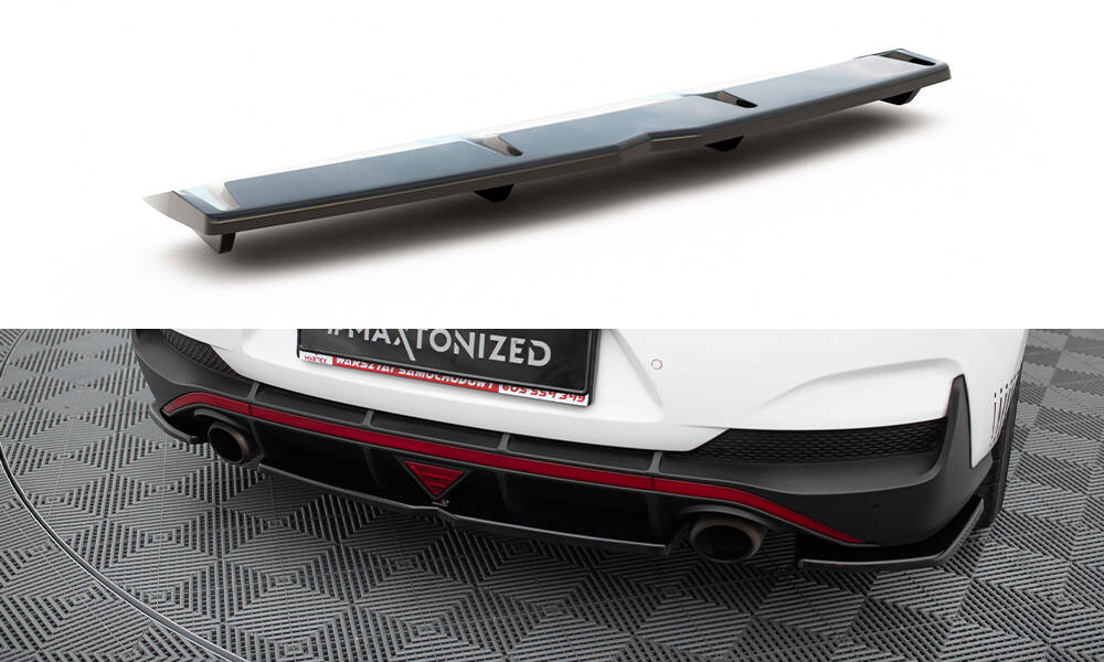 Mittlerer Cup Diffusor DTM Look Heck Ansatz für Hyundai I30 N Mk3 Fastback schwarz Hochglanz