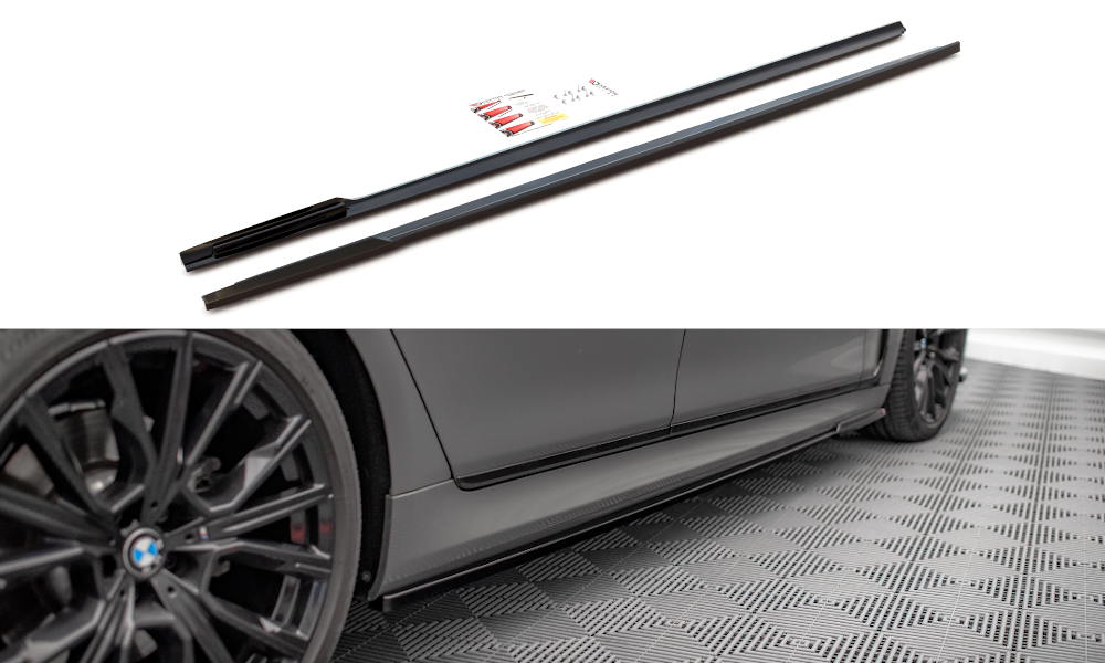 Street+ Seitenschweller Leisten V.1 passend für BMW 7 M-Paket G11 schwarz Hochglanz