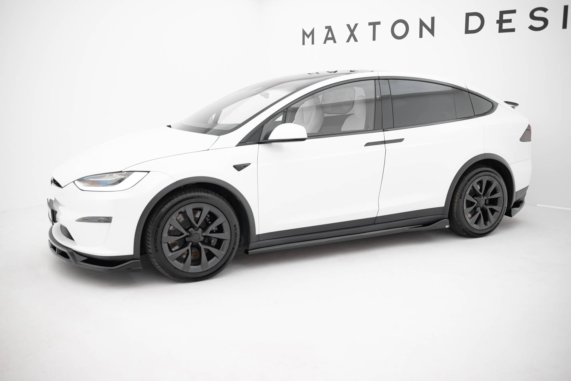Seitenschweller Ansatz Paar V.2 passend für Tesla Model X Mk1 FL schwarz Hochglanz