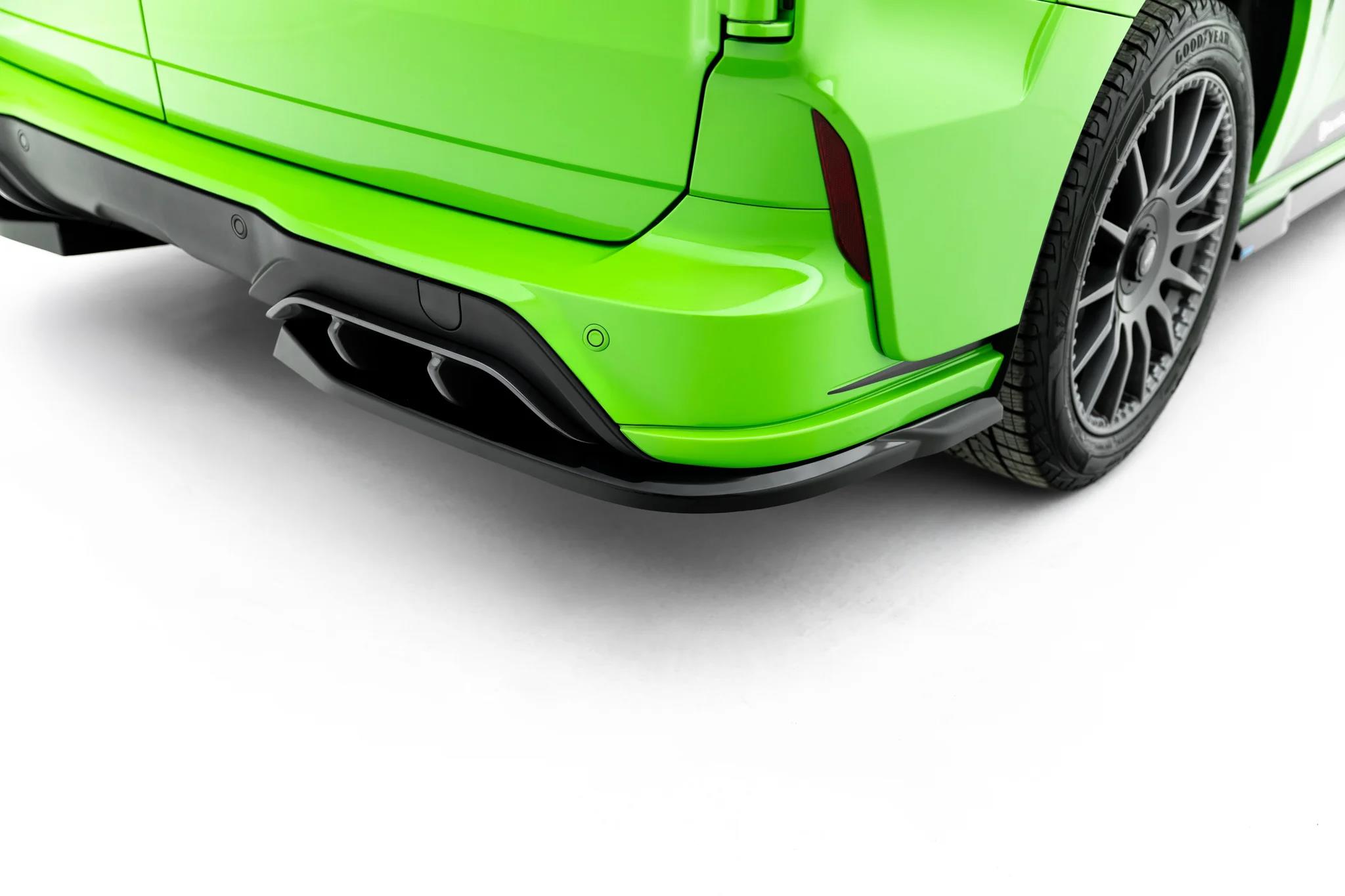 Heck Ansatz Flaps Diffusor passend für Ford Transit Custom MSRT Mk2 schwarz Hochglanz