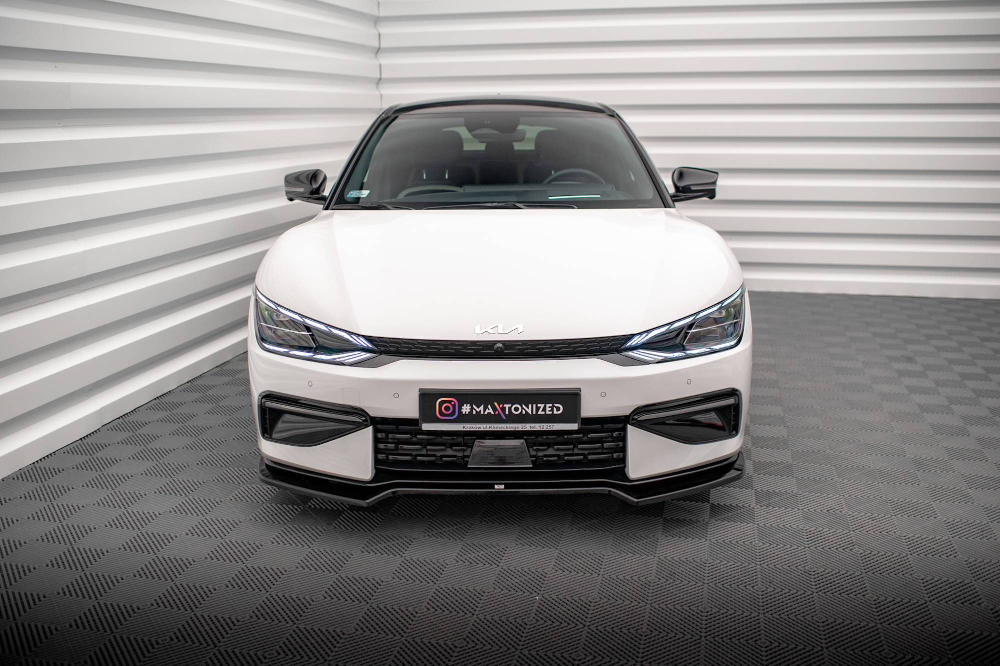 Street+ Spoilerlippe Front Ansatz V.1 passend für Kia EV6 GT-Line Mk1 schwarz Hochglanz
