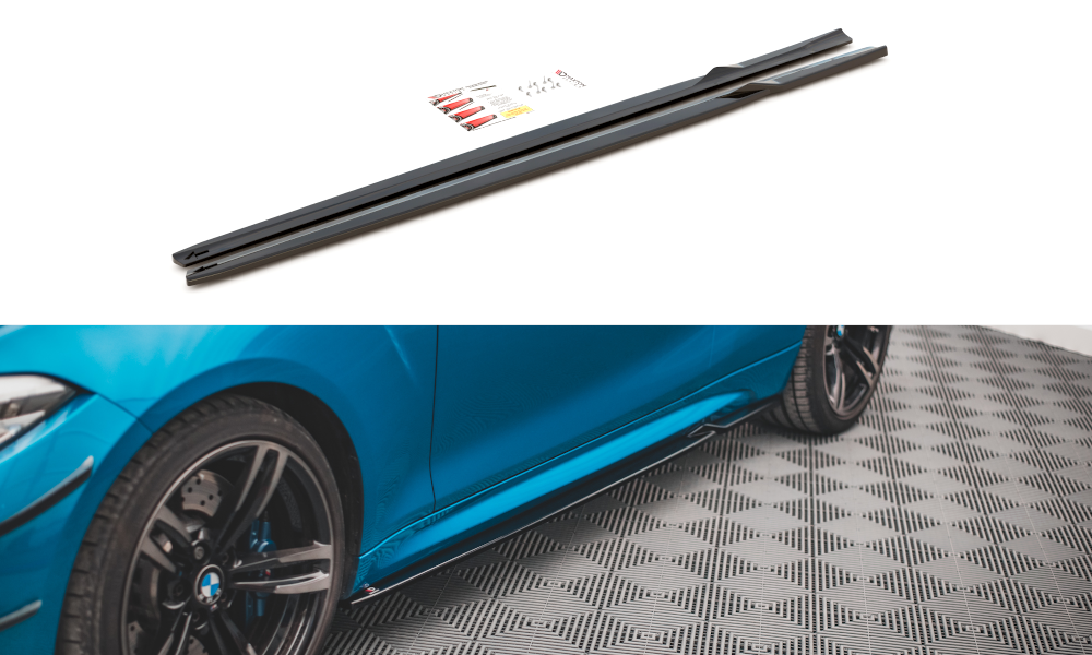 Street+ Seitenschweller Leisten V.2 passend für BMW M2 F87 schwarz Hochglanz