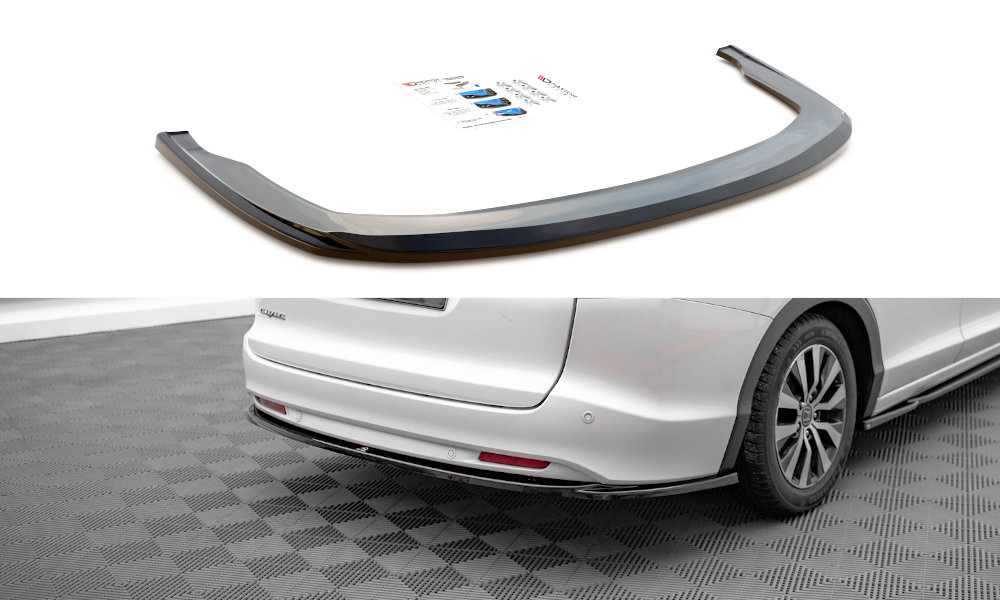 Street+ Mittlerer Diffusor Heck Ansatz passend für Honda Civic Tourer Mk9 schwarz Hochglanz