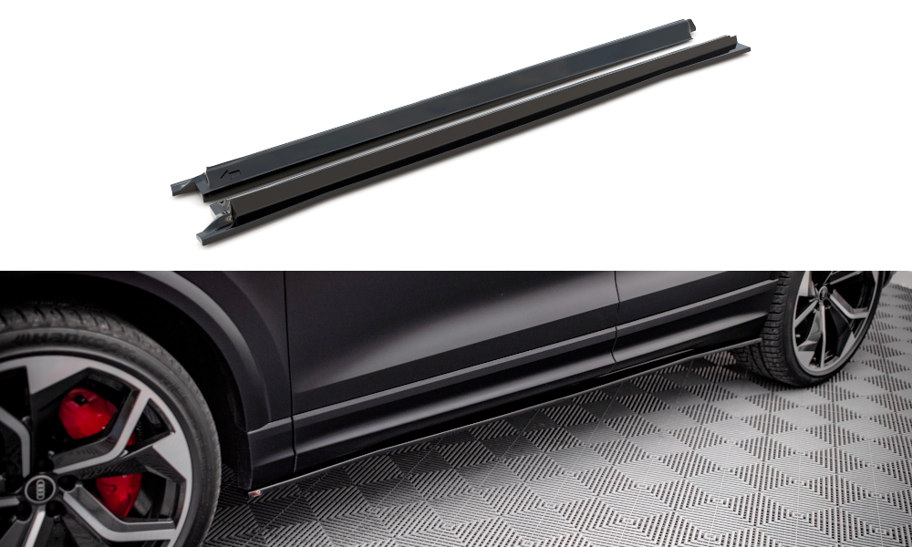 Street+ Seitenschweller Leisten passend für Audi RSQ8 Mk1 schwarz Hochglanz