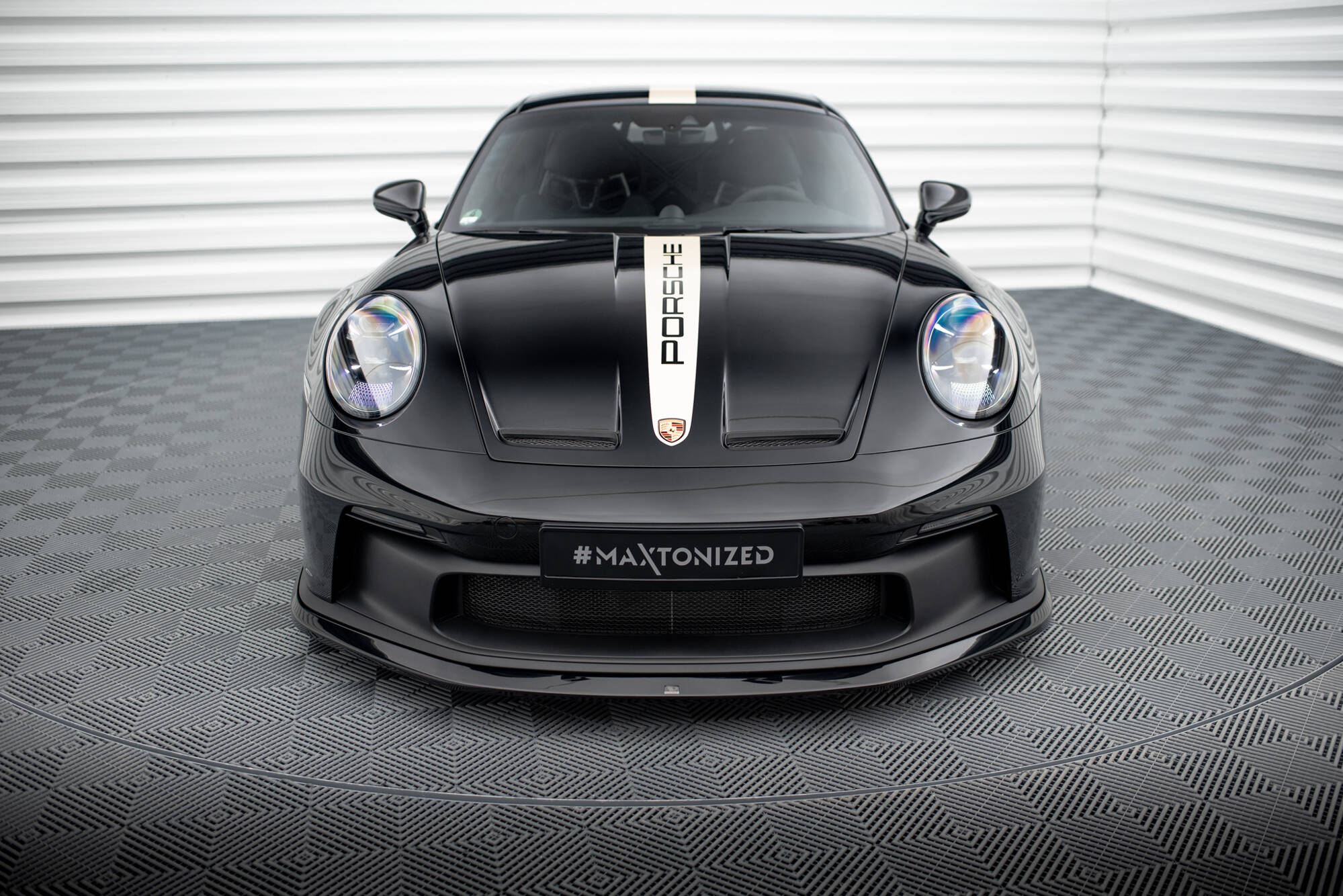 Street+ Spoilerlippe Front Ansatz passend für Porsche 911 992 GT3 schwarz Hochglanz