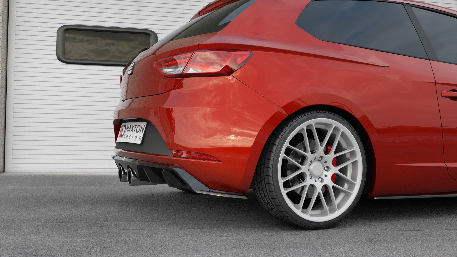 Diffusor Heck Ansatz V.2 für Seat Leon Cupra Hatchback Mk3 Facelift schwarz Hochglanz