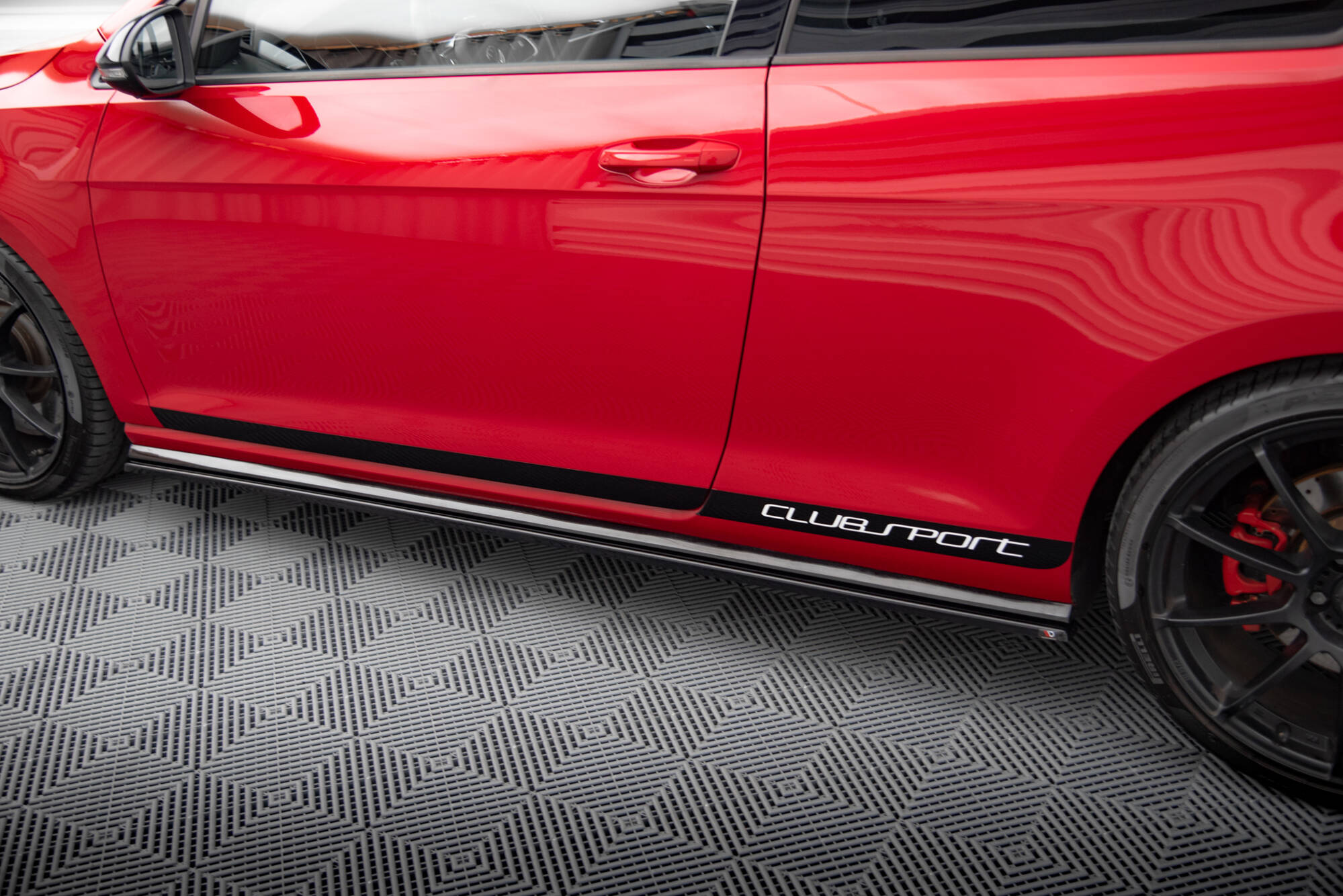 Street+ Seitenschweller Leisten passend für VW Golf GTI Clubsport Mk7 schwarz Hochglanz