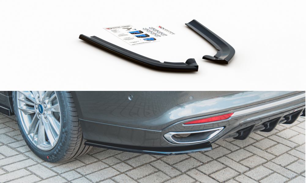 Heck Ansatz Flaps Diffusor für Ford Mondeo Vignale Mk5 Facelift Carbon Look