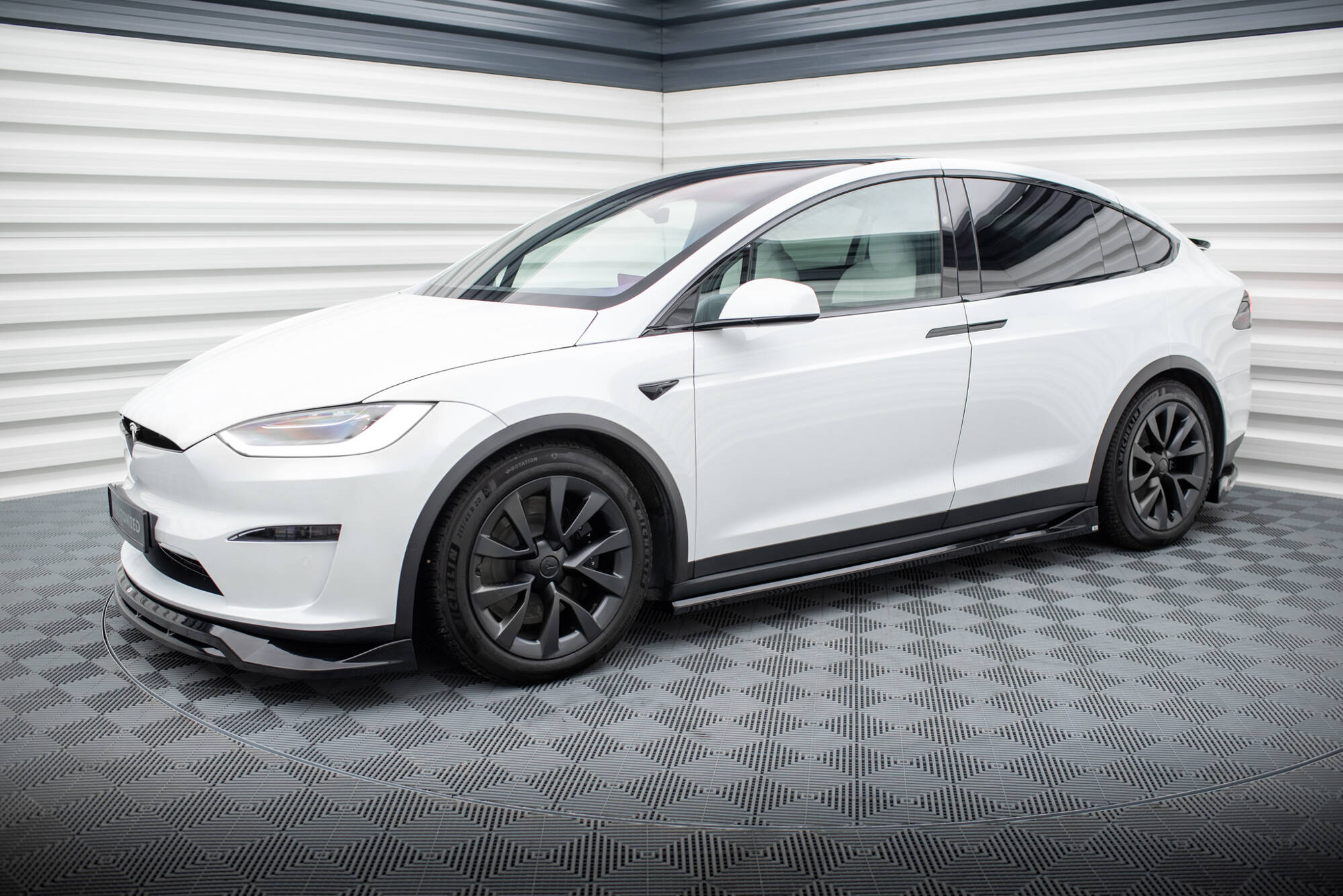 Seitenschweller Ansatz Paar passend für Tesla Model X Mk1 FL schwarz Hochglanz