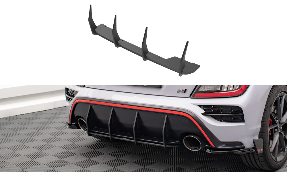 Street Pro Heckschürze Heck Ansatz Diffusor passend für Hyundai Kona N Mk1 rot