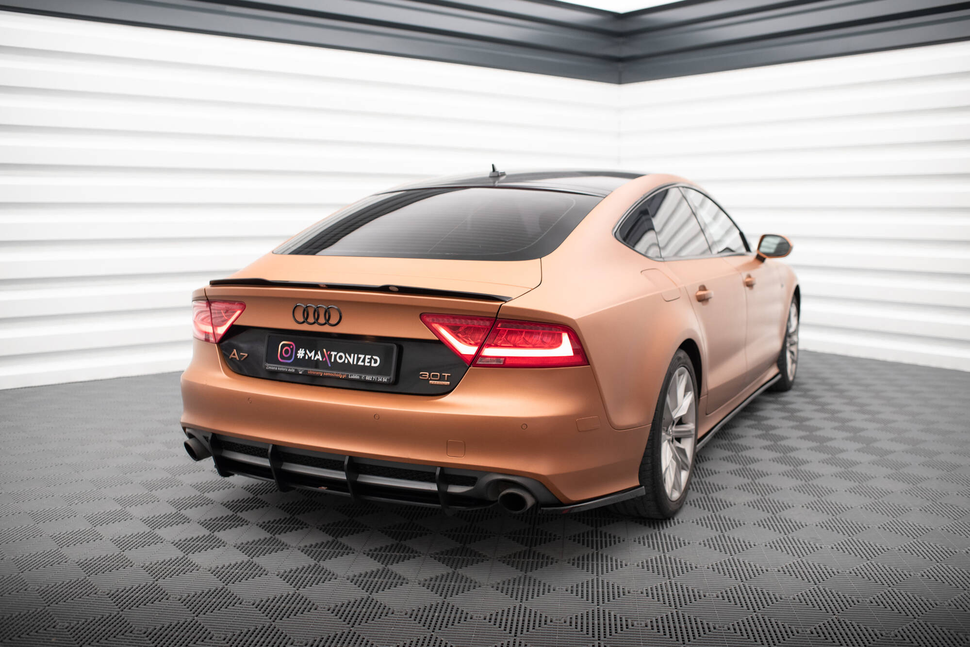 Street Pro Heckschürze Heck Ansatz Diffusor passend für Audi A7 S-Line C7 SCHWARZ-ROT