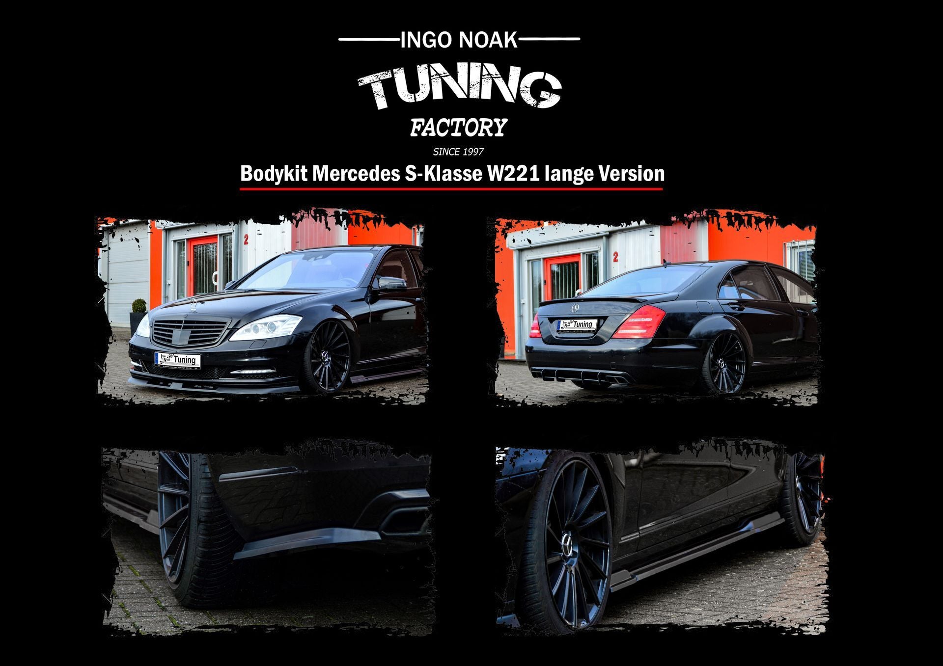 Bodykit für Mercedes S-Klasse V221 Langversion Schwarz Matt